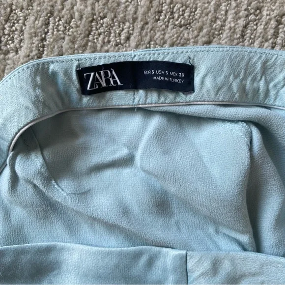 Zara S Mint Green Blue Shimmering Skirt - Picture 2 of 3
